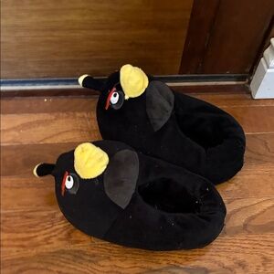 Kids Plush Animal Slippers - Black and Yellow